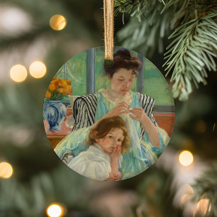 Décoration En Céramique Jeune mère coudre   Mary Cassatt