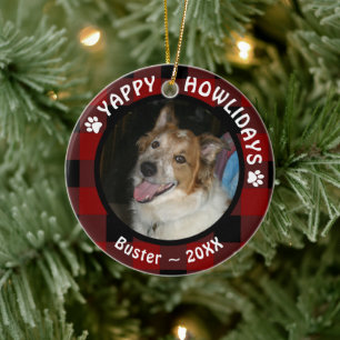 Décoration En Céramique JEUX DE JEUX DE JEUX DE CHIENS Red Buffalo Plaid P