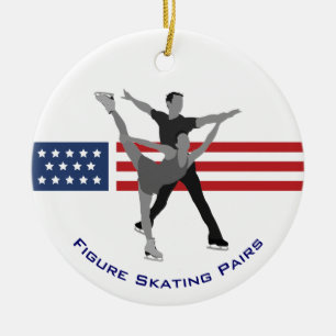 Décoration En Céramique Jeux d'hiver Patriotic Figure Pairs