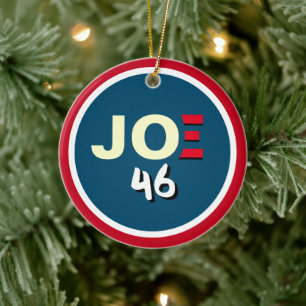 Décoration En Céramique JOE 46 BIDEN Rouge Bleu Blancs Noël