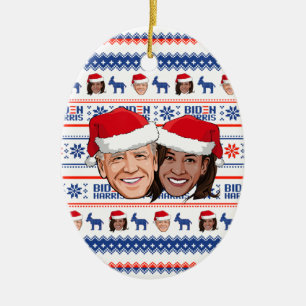 Décoration En Céramique Joe Biden et Kamala Harris Noël