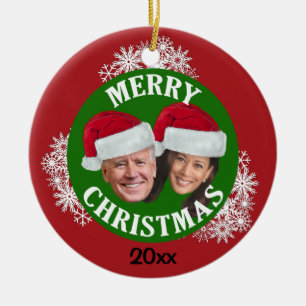 Décoration En Céramique Joe Biden Kamala Harris 2020 avec Santa Hats & Sno