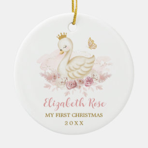 Décoration En Céramique Joli Bleu Swan Princesse Bébé 1er Noël