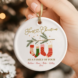 Décoration En Céramique Joli Boho Premier Noël Famille de Quatre