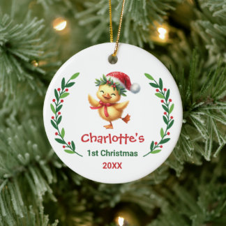 Décoration En Céramique Joli Canard de Noël personnalisé pour le premier N