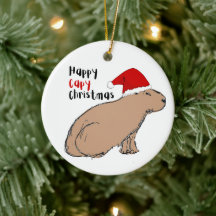 Joli Capybara Dessiné À La Main Personnalisé Noël
