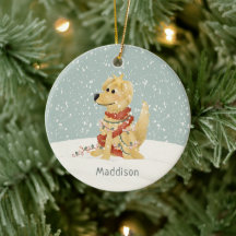 Joli Golden Retriever hiver Noël