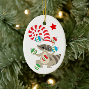 Décoration En Céramique Joli Jonglage Raccoon Enfants Noël