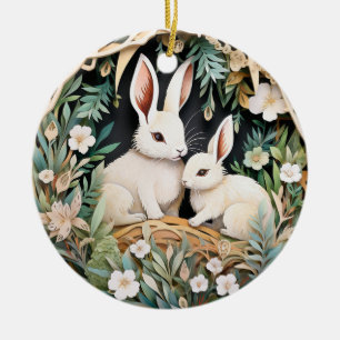 Décoration En Céramique Joli lapin lapin Noël Personnalisé