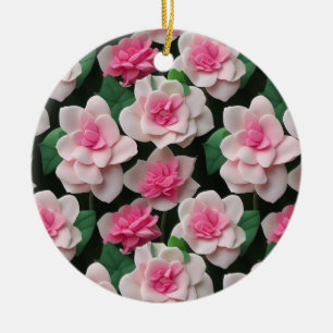 Décoration En Céramique Joli motif fleuri rose boho
