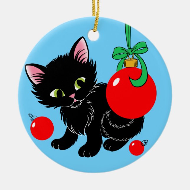 Décoration En Céramique Joli Noël Kitten (Devant)