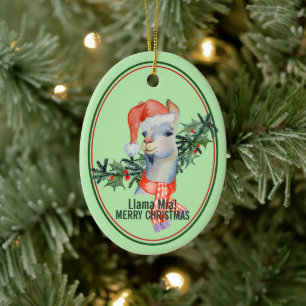 Décoration En Céramique Joli Noël Llama Mia