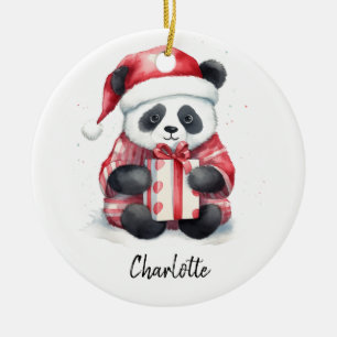 Décoration En Céramique Joli Noël Panda Père Noël