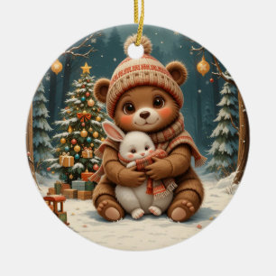 Décoration En Céramique Joli ours d'hiver lumineux 🐰 & arbre de Noël
