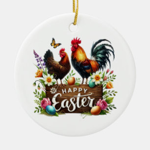 Décoration En Céramique Joli Pâques personnalisable Coq joyeux