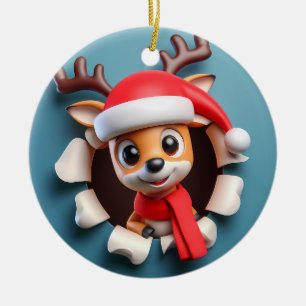 Décoration En Céramique Joli Père Noël Rindeer Éclater