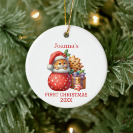 Décoration En Céramique Joli petit chaton premier Noël 