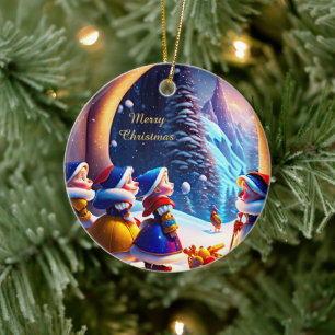 Décoration En Céramique Joli petit nain attend Noël