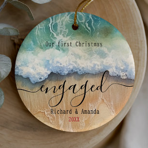 Décoration En Céramique Joli premier Noël fiancé plage côtière