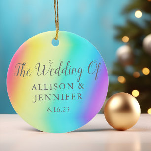 Décoration En Céramique Joli Rainbow Fade Personnalisé Mariage LGBTQ