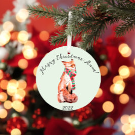 Décoration En Céramique Joli renard de Noël personnalisé