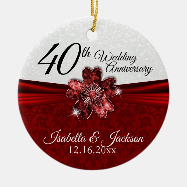 Décoration En Céramique Joli Rudy Flower Anniversaire Keepsaké (Devant)