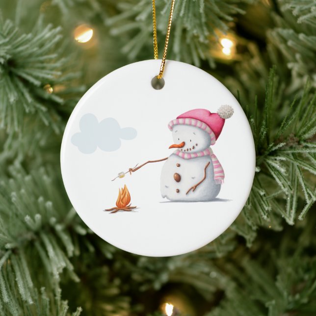 Décoration En Céramique Joli Snowman Marshmallows Joyeux Noël (Arbre)