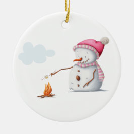 Décoration En Céramique Joli Snowman Marshmallows Joyeux Noël