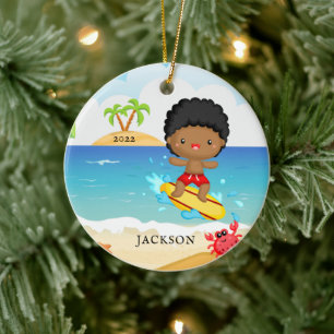 Décoration En Céramique Joli Surfer Boy Noël personnalisé