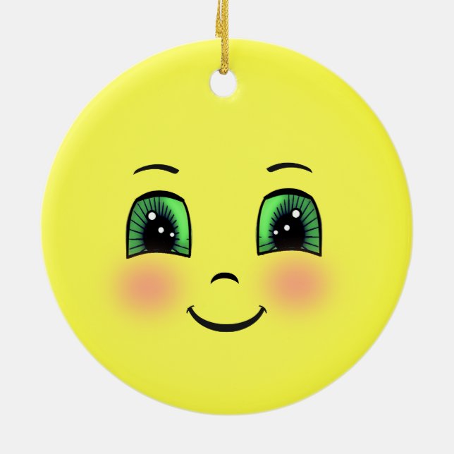 Décoration En Céramique Joli visage soleil Emoji (Dos)