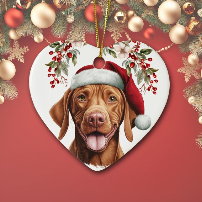 Décoration En Céramique Joli Vizsla Chien Holly Berry Noël (Créateur téléchargé)