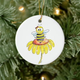 Décoration En Céramique Jolie abeille fantaisiste sur une fleur