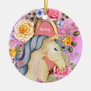 Décoration En Céramique Jolie licorne et photo Rose nommée Keepsar