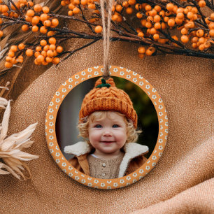 Décoration En Céramique Jolie photo de bébé avec motif de marguerite et pe