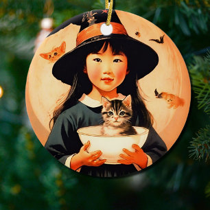 Décoration En Céramique Jolie sorcière vintage - Enfant asiatique