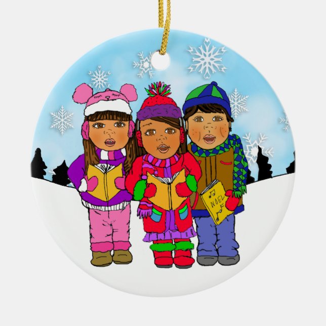 Décoration En Céramique Jolies Caroleurs de Noël Vacances personnalisées (Devant)