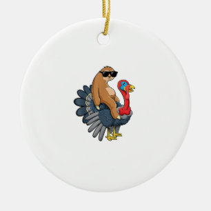 Décoration En Céramique Jote Sloth équitation Turquie Drôle Thanksgiving H