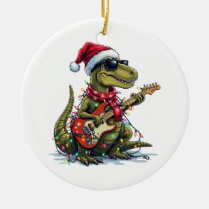 Décoration En Céramique Joueur de guitare Dinosaure Noël