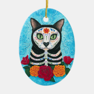 Décoration En Céramique Jour de l'art mort de chat de crâne de sucre de