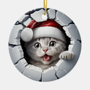 Décoration En Céramique Jour de Noël de Peek-a-boo Kitten