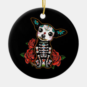 Décoration En Céramique Jour du Chihuahua dia de los muertos