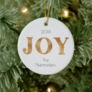 Décoration En Céramique Joy Christmas Gold Typographie Photo