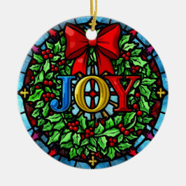 Décoration En Céramique Joy Christmas Wreath Stained Glass