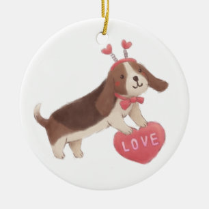 Décoration En Céramique Joyeuse Saint-Valentin avec Puppy