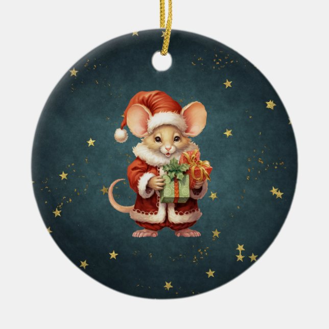 Décoration En Céramique Joyeuse souris Noël (Devant)