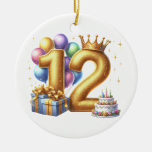 Décoration En Céramique Joyeux 12e Anniversaire