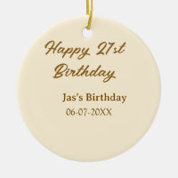Joyeux 21e anniversaire brun pastel jaune nom date