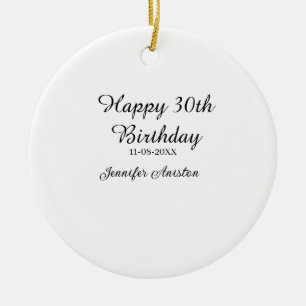 Décoration En Céramique Joyeux 30e anniversaire ajouter nom date élégant s