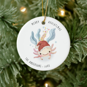 Décoration En Céramique Joyeux Axolotlmas   Noël à l'aquarelle