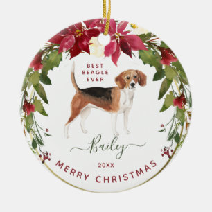 Décoration En Céramique Joyeux Beagle de Noël   Ajouter la photo de votre